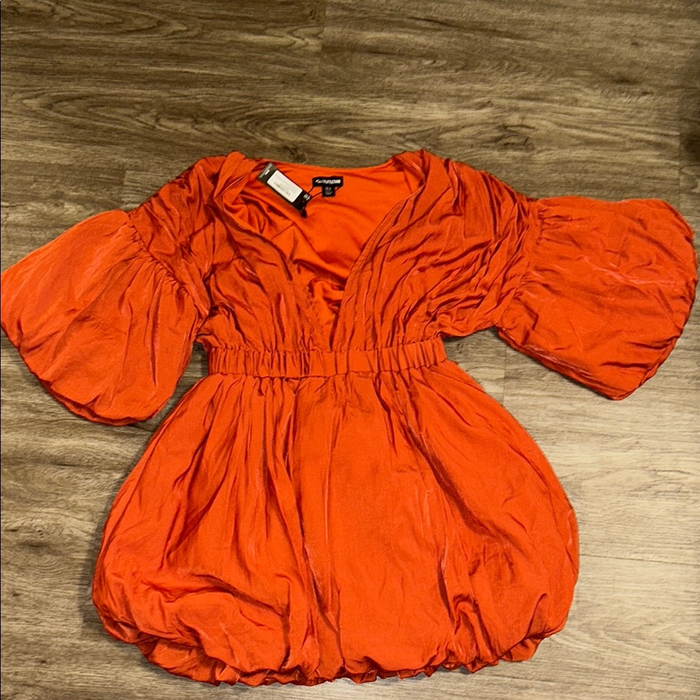 Puff Sleeve Hem Shift Dress